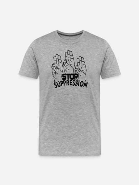 Hand gesture stop suppression - Men's Premium Organic T-Shirt - heather grey