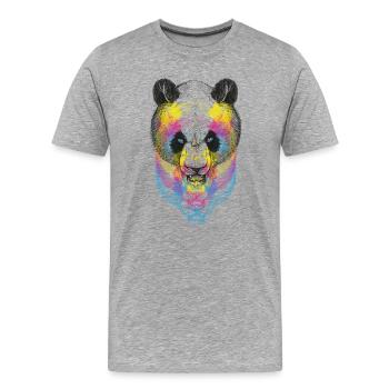 Panda Bear CMYK - Men's Premium Organic T-Shirt - heather grey - Front - Damien (186cm)