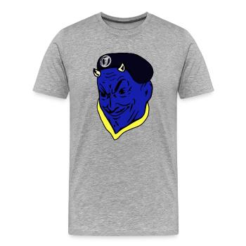 Blauer Teufelsjäger der französischen Armee - Männer Premium Bio T-Shirt - Grau meliert - Vorne - Damien (186cm)