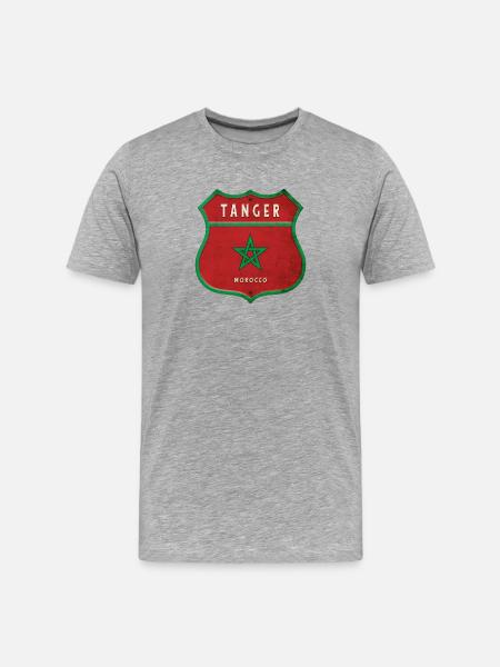 Tangier Morocco Coat of Arms Flags Design - Men's Premium Organic T-Shirt - heather grey