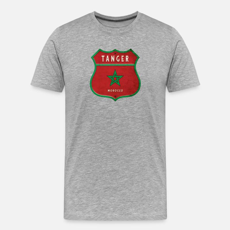 Tanger Maroc Armoiries Drapeaux Design - T-shirt bio Premium Homme - gris chiné