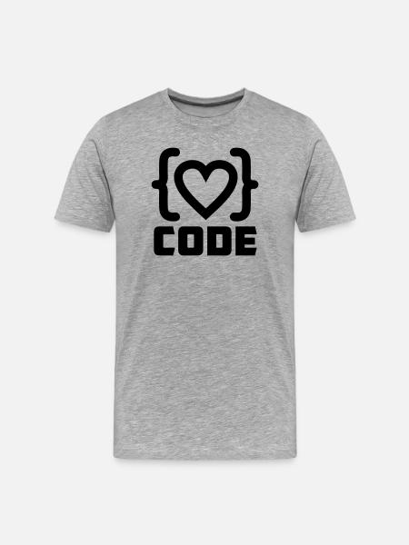 Herzprogrammierer Code Logo mit Text CODE - Männer Premium Bio T-Shirt - Grau meliert