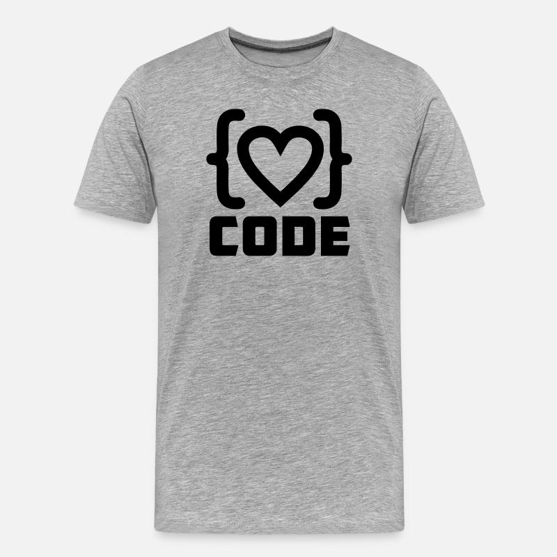 Herzprogrammierer Code Logo mit Text CODE - Männer Premium Bio T-Shirt - Grau meliert