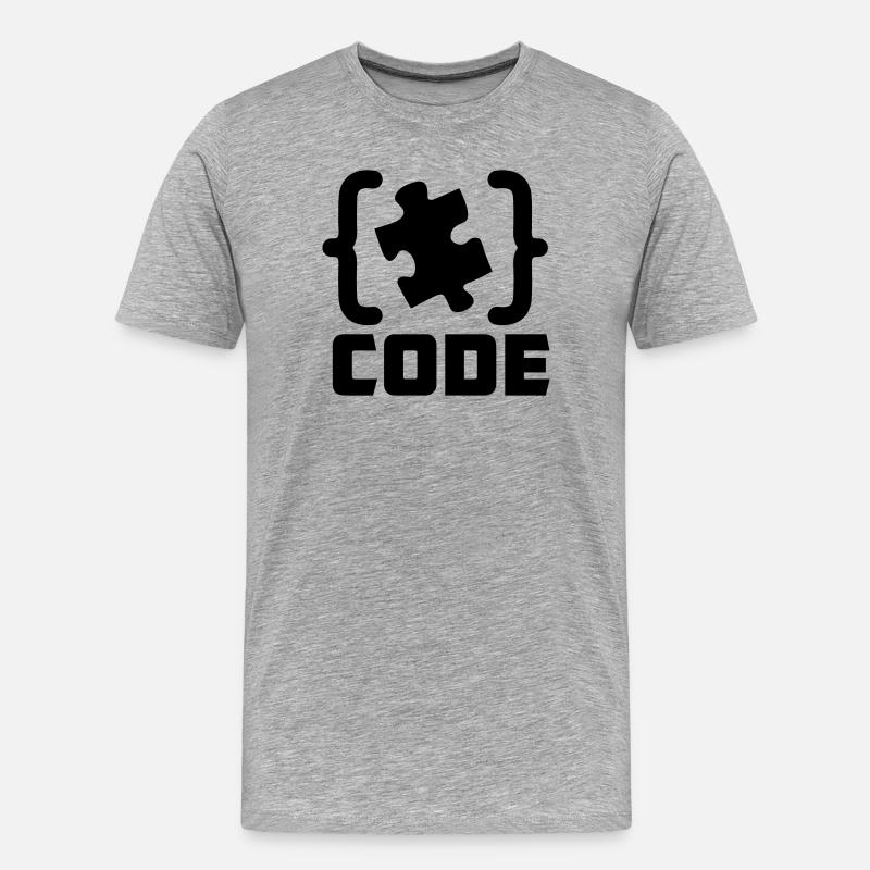 programmer Code puzzle piece solving - Men's Premium Organic T-Shirt - heather grey