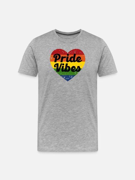 Pride Vibes Herz-Design - Männer Premium Bio T-Shirt - Grau meliert