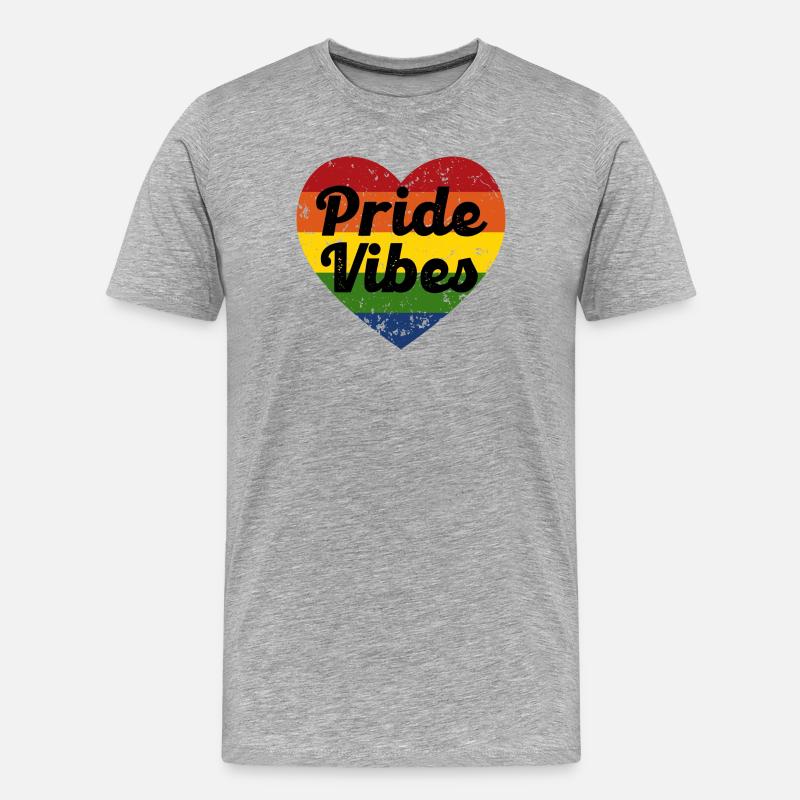 Pride Vibes Herz-Design - Männer Premium Bio T-Shirt - Grau meliert