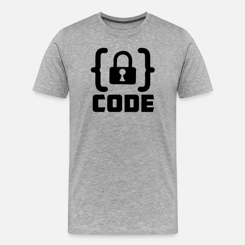 Code mit Sperrprogrammierer - Männer Premium Bio T-Shirt - Grau meliert