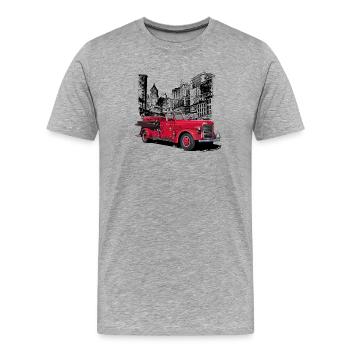 Camion de pompiers New York 1930 - T-shirt bio Premium Homme - gris chiné - Devant - Damien (186cm)