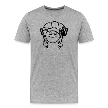 Cook BBQ - Men's Premium Organic T-Shirt - heather grey - Front - Damien (186cm)