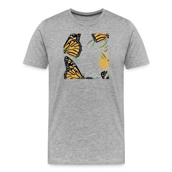 papillons dans la nature - T-shirt bio Premium Homme - gris chiné - Devant - Damien (186cm)