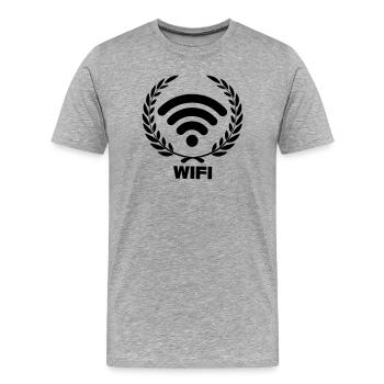 Wifi en couronne de laurier - T-shirt bio Premium Homme - gris chiné - Devant - Damien (186cm)