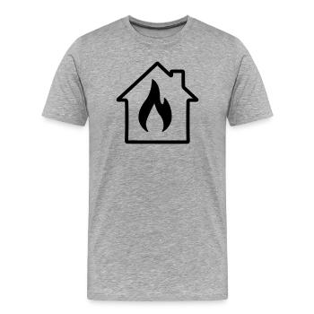 Hausheizung - Männer Premium Bio T-Shirt - Grau meliert - Vorne - Damien (186cm)