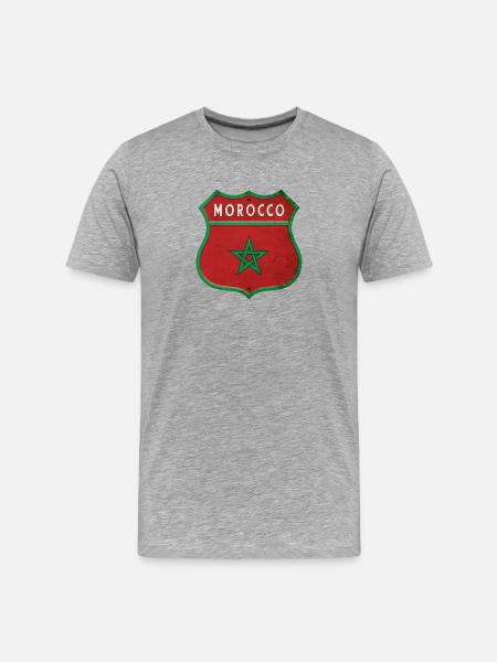 Maroc Armoiries Drapeaux Design - T-shirt bio Premium Homme - gris chiné
