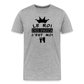 Le Roi Des Pasta C'est Moi - T-shirt bio Premium Homme - gris chiné - Devant - Damien (186cm)