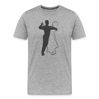 Elegantes Tanzpaar Silhouetten Design - Männer Premium Bio T-Shirt - Grau meliert - Vorne - Damien (186cm)