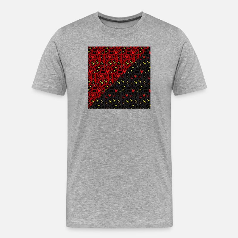 Rotes und Schwarzes Stammesherz - Männer Premium Bio T-Shirt - Grau meliert