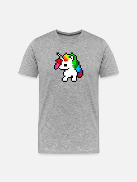 PixelUnicorn Rainbow - Men's Premium Organic T-Shirt - heather grey