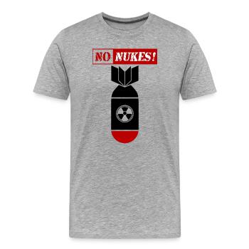 PAS D'| NUKES PAS DE | NUKE PAS DE | NUCLÉAIRE PAS DE GUERRE ! - T-shirt bio Premium Homme - gris chiné - Devant - Damien (186cm)