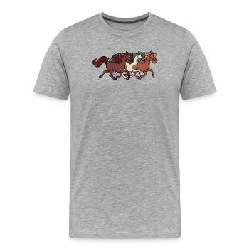 Galopp Islandpferde Hengst Pferde Pferdenarr - Männer Premium Bio T-Shirt - Grau meliert - Vorne - Damien (186cm)