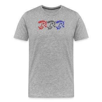 Chevaux islandais Cheval Fou Galop Chevaux Étalon - T-shirt bio Premium Homme - gris chiné - Devant - Damien (186cm)