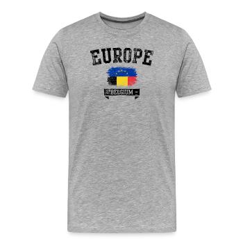 Drapeau de l’UE Roumanie Pride - T-shirt bio Premium Homme - gris chiné - Devant - Damien (186cm)