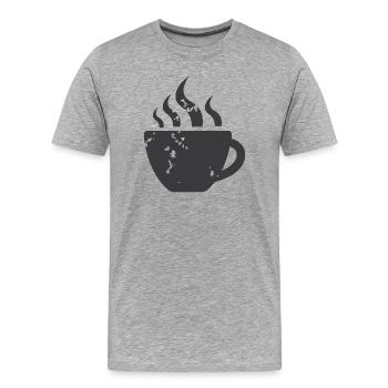 Café Café Amis Gastro Bistro Symbole Icône - T-shirt bio Premium Homme - gris chiné - Devant - Damien (186cm)