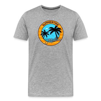 Summertime Malibu - Männer Premium Bio T-Shirt - Grau meliert - Vorne - Damien (186cm)