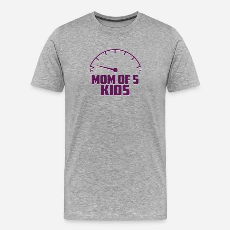 Mutter von 5 Kindern - Männer Premium Bio T-Shirt - Grau meliert