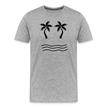 Palme schwarz Strand Meer Urlaub Sommer - Männer Premium Bio T-Shirt - Grau meliert - Vorne - Damien (186cm)