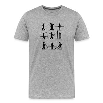 9 types de skieurs - T-shirt bio Premium Homme - gris chiné - Devant - Damien (186cm)