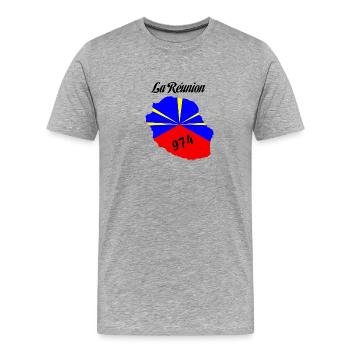la réunion - T-shirt bio Premium Homme - gris chiné - Devant - Damien (186cm)