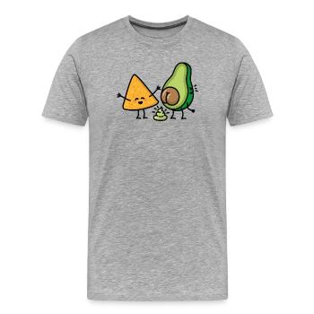 Chips de tortilla de caca d’avocat guacamole merde - T-shirt bio Premium Homme - gris chiné - Devant - Damien (186cm)