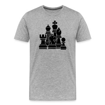 Pièces d’échecs - T-shirt bio Premium Homme - gris chiné - Devant - Damien (186cm)