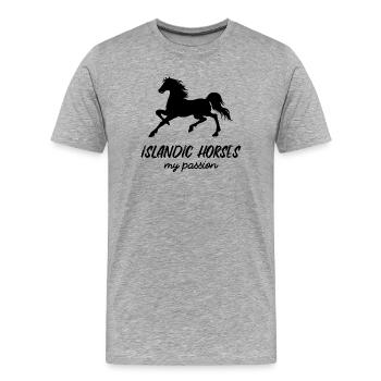 Chevaux islandais Déclaration Cheval Amour Chevaux - T-shirt bio Premium Homme - gris chiné - Devant - Damien (186cm)
