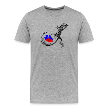 La réunion - T-shirt bio Premium Homme - gris chiné - Devant - Damien (186cm)