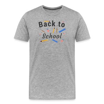 Back to School - Men's Premium Organic T-Shirt - heather grey - Front - Damien (186cm)
