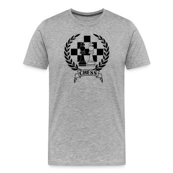 Schachfiguren im Lorbeerkranz mit Text CHESS - Männer Premium Bio T-Shirt - Grau meliert - Vorne - Damien (186cm)