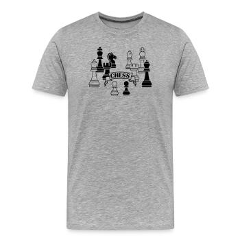 Pièces d’échecs - T-shirt bio Premium Homme - gris chiné - Devant - Damien (186cm)