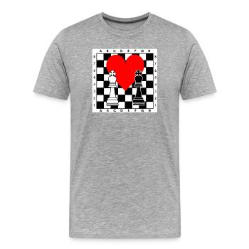 Échiquier avec cœur - T-shirt bio Premium Homme - gris chiné - Devant - Damien (186cm)