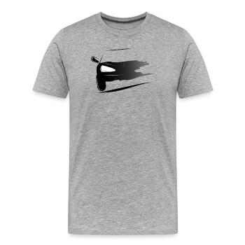 Schwarz Weiße Kalligrafie eines Sportwagens - Männer Premium Bio T-Shirt - Grau meliert - Vorne - Damien (186cm)