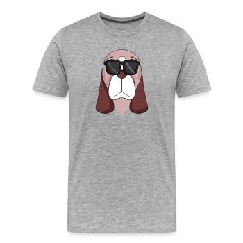 Chiens de race Basset Hound - T-shirt bio Premium Homme - gris chiné - Devant - Damien (186cm)