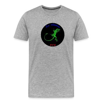 la réunion - T-shirt bio Premium Homme - gris chiné - Devant - Damien (186cm)