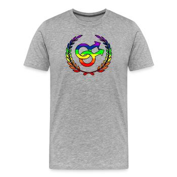 Regenbogen gay stolzes Logo Lorbeer Kranz - Männer Premium Bio T-Shirt - Grau meliert - Vorne - Damien (186cm)