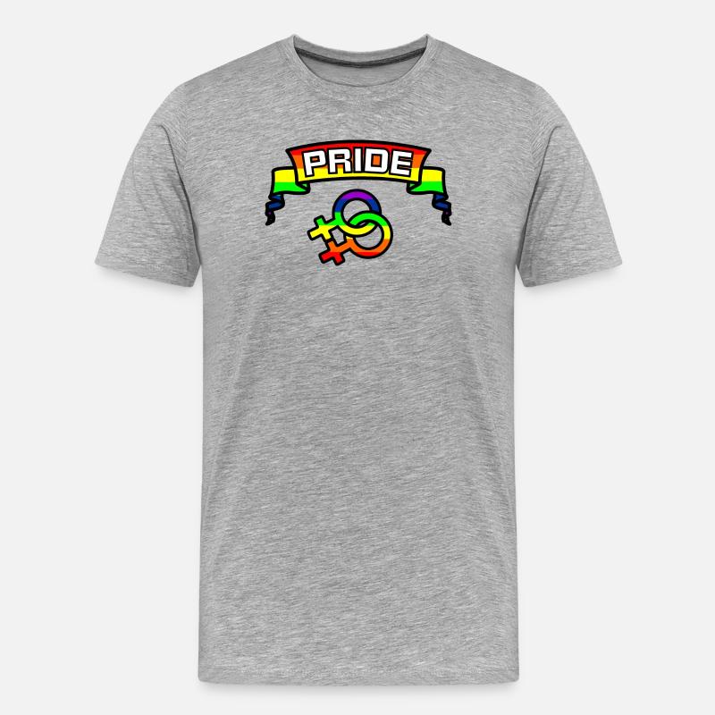 Regenbogen-Lesben stolzes Logo 2 - Männer Premium Bio T-Shirt - Grau meliert