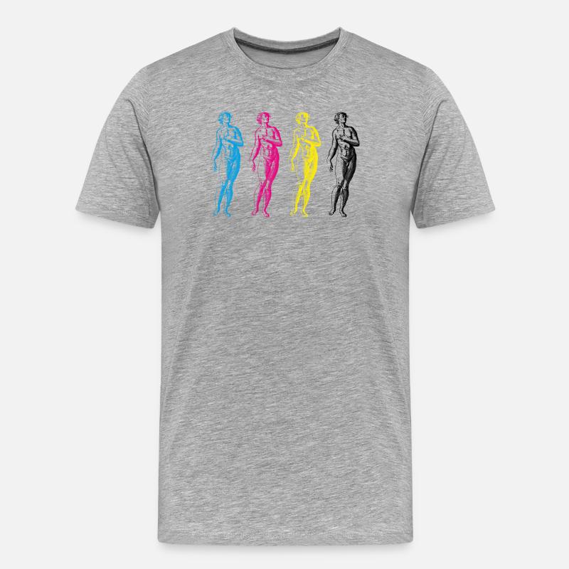 CMYK Statuen - Männer Premium Bio T-Shirt - Grau meliert