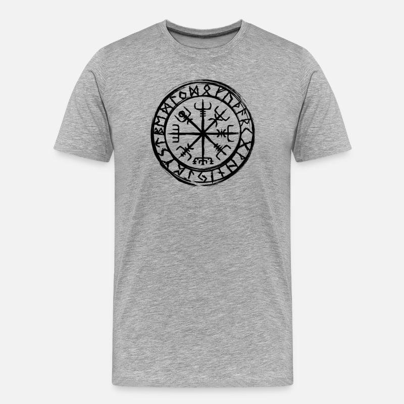 Vegvisir Kompass - Männer Premium Bio T-Shirt - Grau meliert