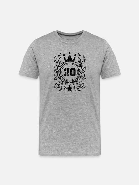 Couronne de 20 ans - 20 ans - T-shirt bio Premium Homme - gris chiné