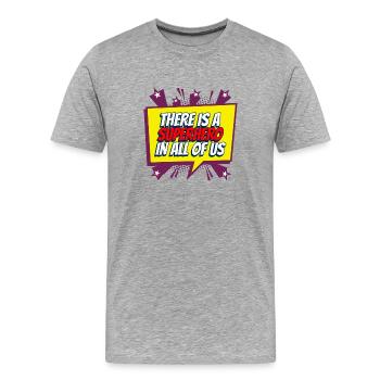 Superhéros en chacun de nous - T-shirt bio Premium Homme - gris chiné - Devant - Damien (186cm)