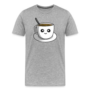 Pause-café - T-shirt bio Premium Homme - gris chiné - Devant - Damien (186cm)