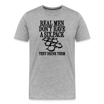 Lustige bier echte Männer Sixpack Bierbauch Vater - Männer Premium Bio T-Shirt - Grau meliert - Vorne - Damien (186cm)